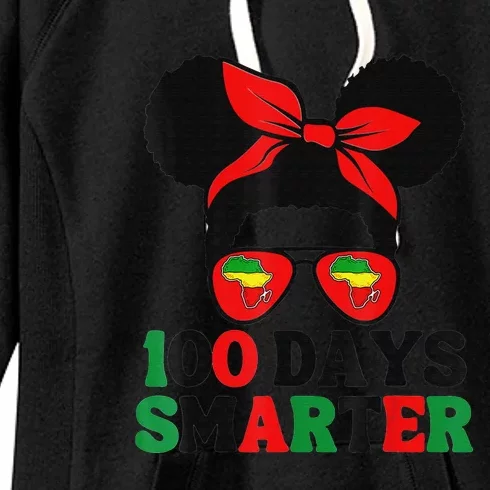 100 Days Smarter Afro Messy Bun Black History Month Women's Fleece Hoodie