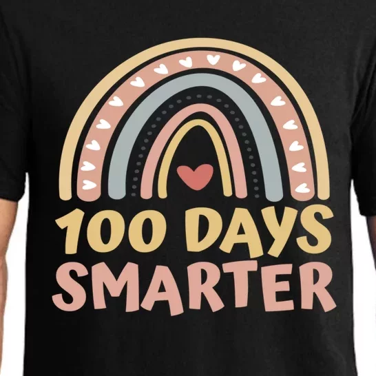 100 Days Smarter 100 Days Of School Boho Rainbow Students Gift Pajama Set