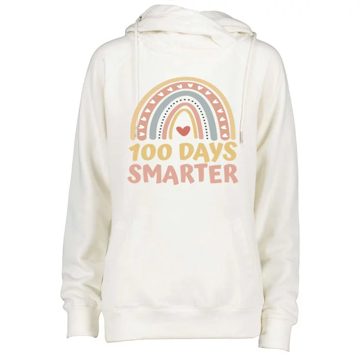 100 Days Smarter 100 Days Of School Boho Rainbow Students Gift Womens Funnel Neck Pullover Hood