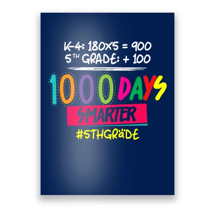 1000 Days Smarter - Fifth 5th Grade Teacher Student - School Poster