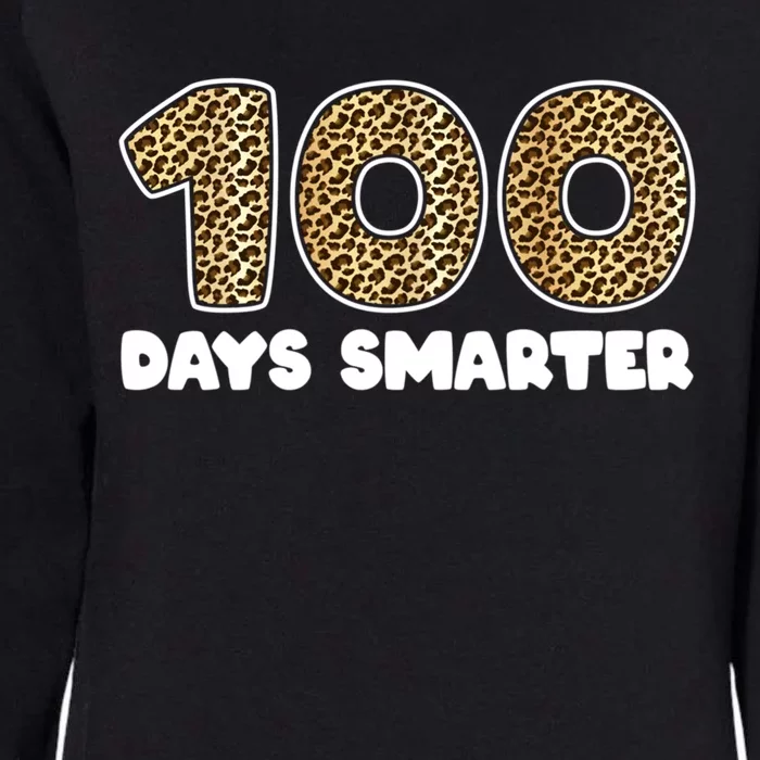 100 Days Smarter Happy 100th Day Of School Leopard Gift Womens California Wash Sweatshirt