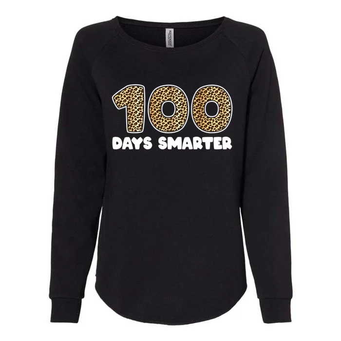 100 Days Smarter Happy 100th Day Of School Leopard Gift Womens California Wash Sweatshirt