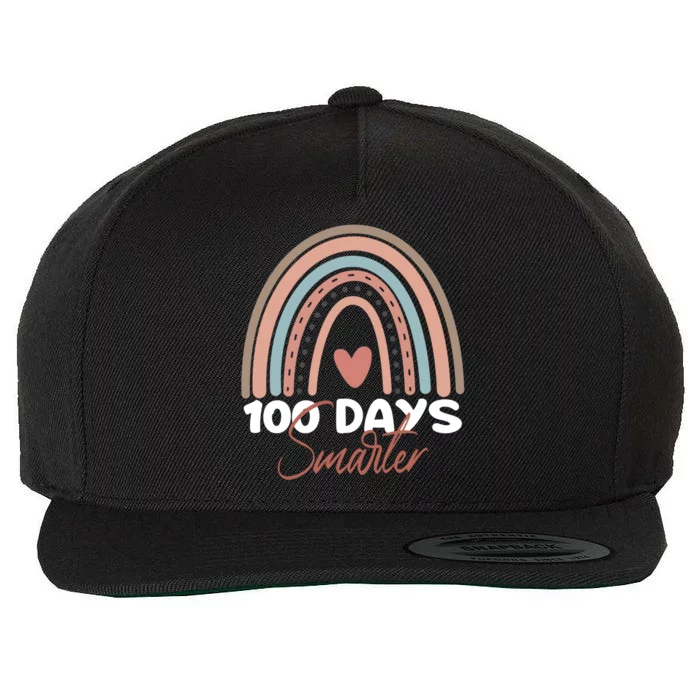 100 Days Smarter Happy 100th Day Of School Rainbow Leopard Gift Wool Snapback Cap