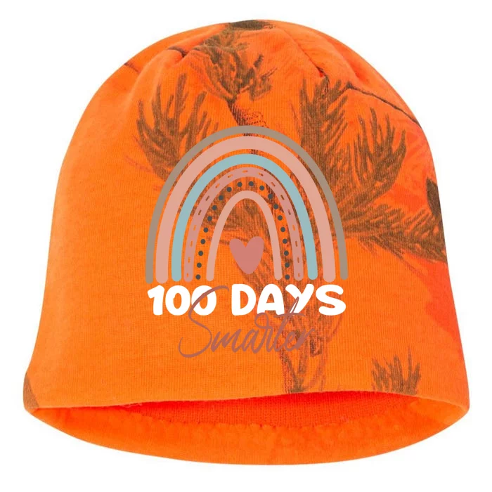 100 Days Smarter Happy 100th Day Of School Rainbow Leopard Gift Kati - Camo Knit Beanie