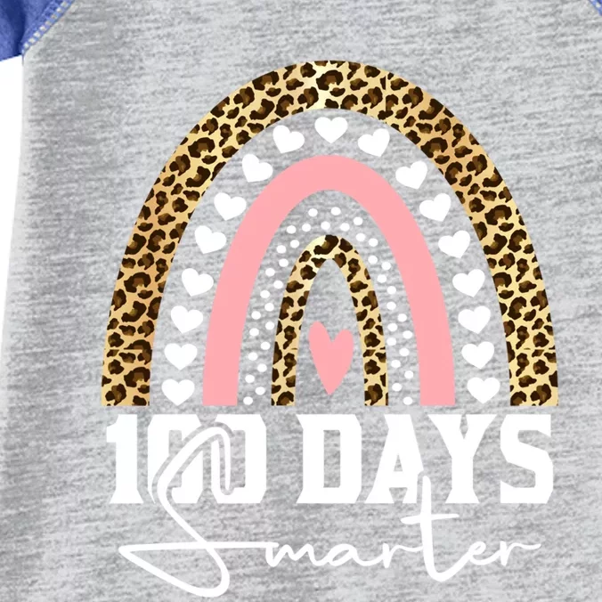 100 Days Smarter Happy 100th Day Of School Rainbow Leopard Gift Infant Baby Jersey Bodysuit