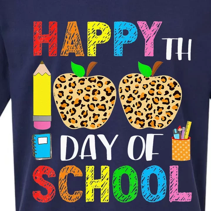 100 Days Smarter Teacher Student Leopard Happy 100 Days Sueded Cloud Jersey T-Shirt