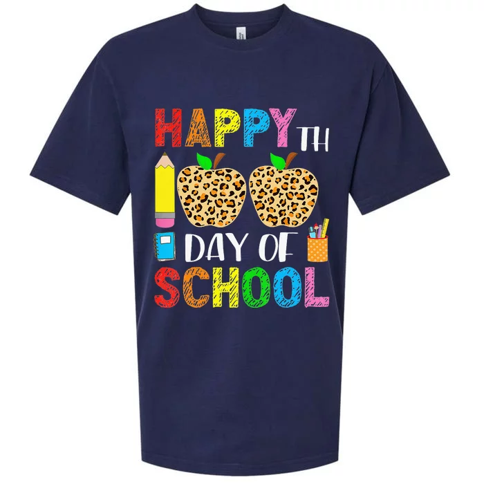 100 Days Smarter Teacher Student Leopard Happy 100 Days Sueded Cloud Jersey T-Shirt