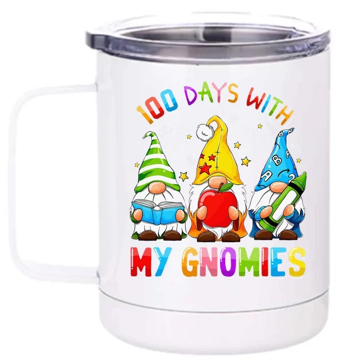 101 Days Smarter Gnome Teachers Students Happy 100 Days Front & Back 12oz Stainless Steel Tumbler Cup