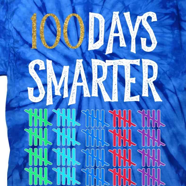 100 Days Smarter Happy 100th Day Of School Student Teacher Gift Tie-Dye T-Shirt