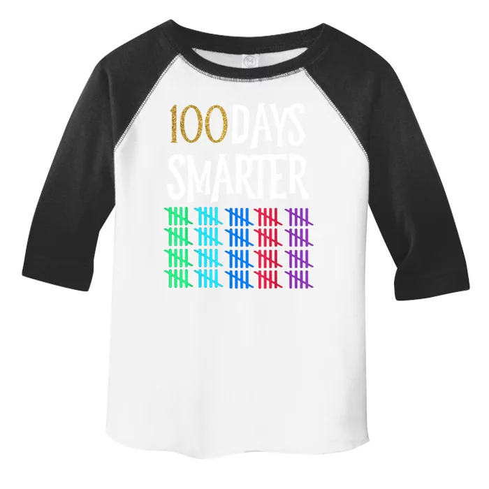 100 Days Smarter Happy 100th Day Of School Student Teacher Gift Toddler Fine Jersey T-Shirt