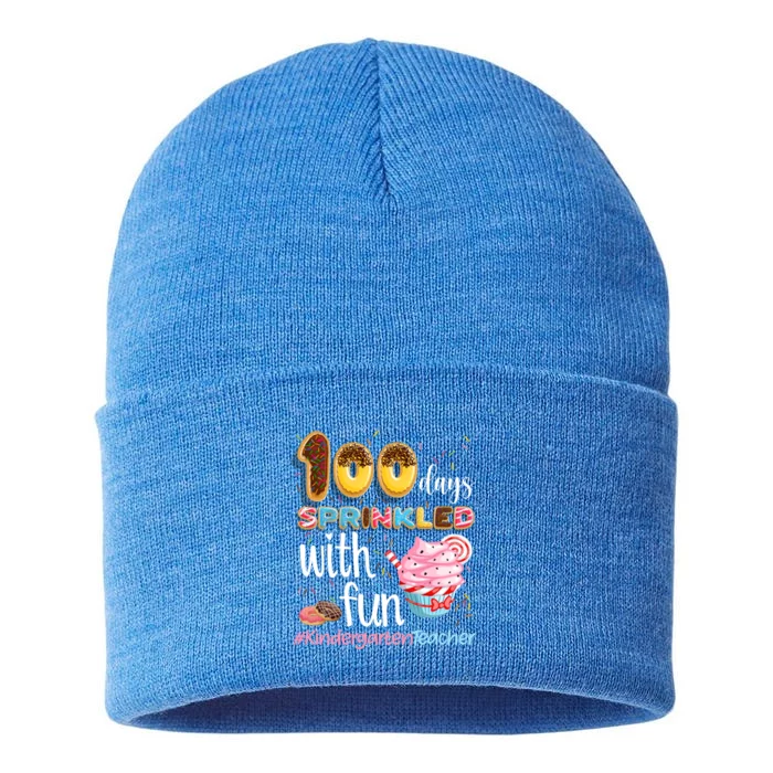 100Th Day Sprinkled With Fun Cupcake Kindergarten Teacher Gift Sustainable Knit Beanie