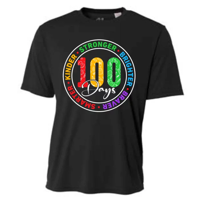 100 Days Smarter Kinder Stronger Brighter Braver Gift Cooling Performance Crew T-Shirt