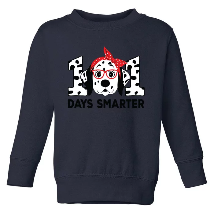 101 Days Smarter 101st Day School Dalmatian Dog Teacher Toddler Sweatshirt