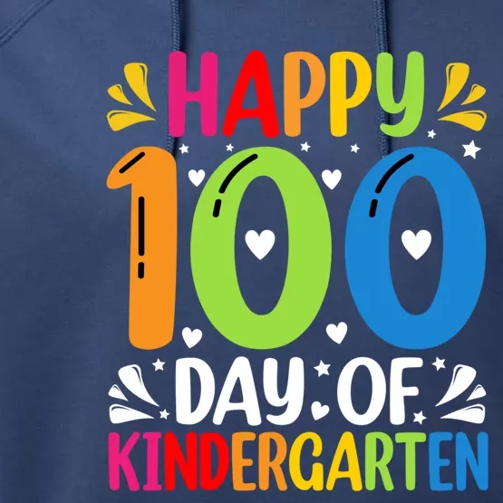 100 Days Smarter Kindergarten Happy 100 Day Of Kindergarten Gift Performance Fleece Hoodie