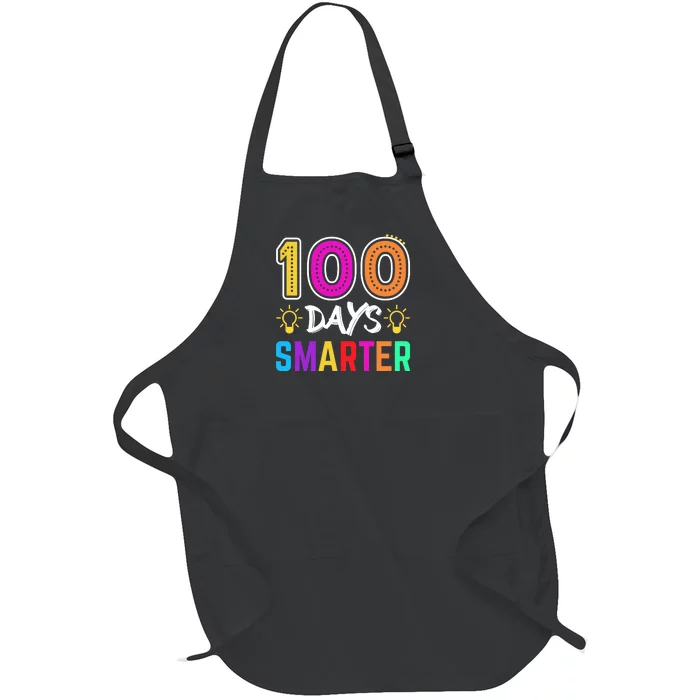 100 Days Smarter Teacher Or Student 100th Day Of School Full-Length Apron With Pocket