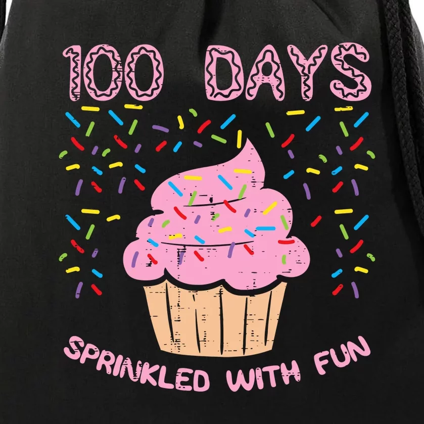 100 Days Sprinkled With Fun Cupcake 100th Day Of School Girl Drawstring Bag