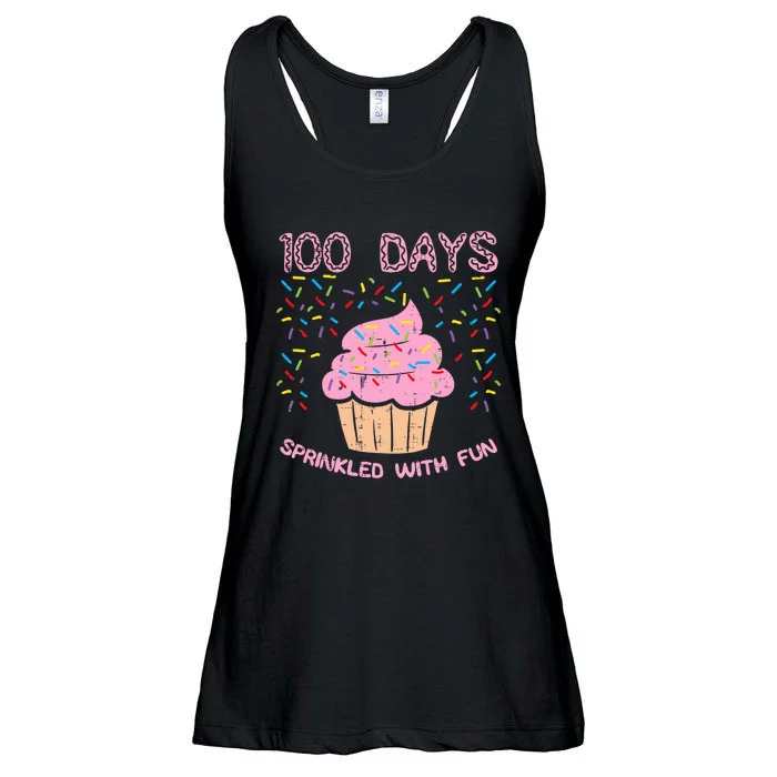 100 Days Sprinkled With Fun Cupcake 100th Day Of School Girl Ladies Essential Flowy Tank