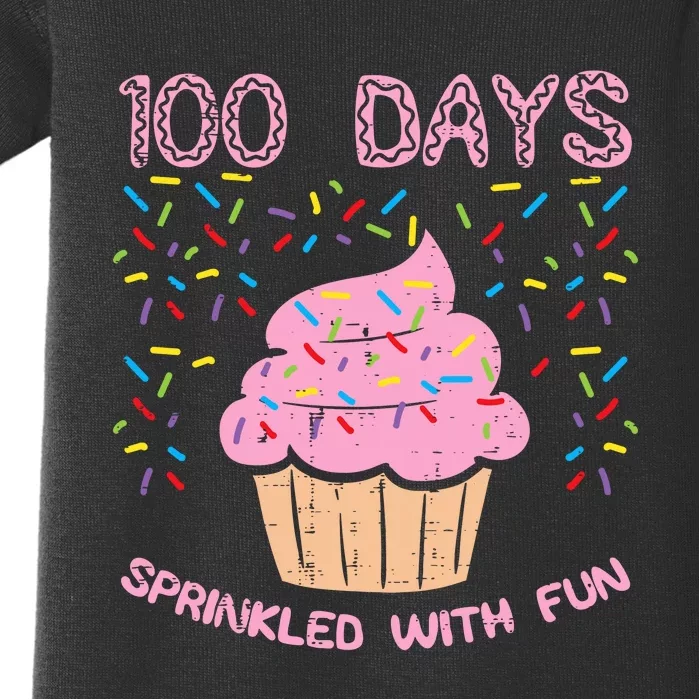 100 Days Sprinkled With Fun Cupcake 100th Day Of School Girl Baby Bodysuit