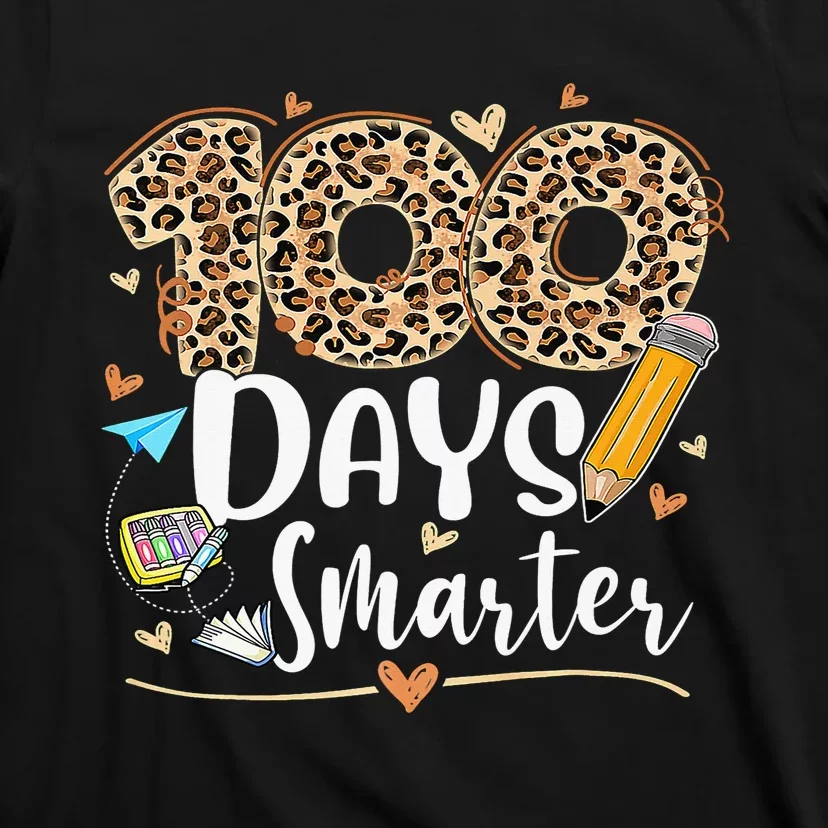 100 Days Smarter Leopard Happy 100th Day Of School Teacher T-Shirt