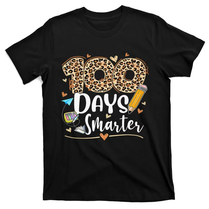 100 Days Smarter Leopard Happy 100th Day Of School Teacher T-Shirt