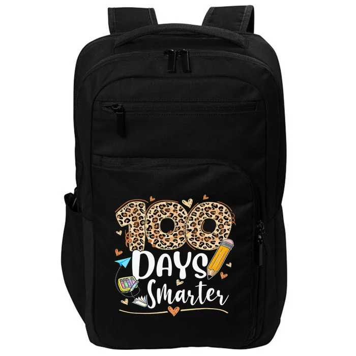 100 Days Smarter Leopard Happy 100th Day Of School Teacher Impact Tech Backpack