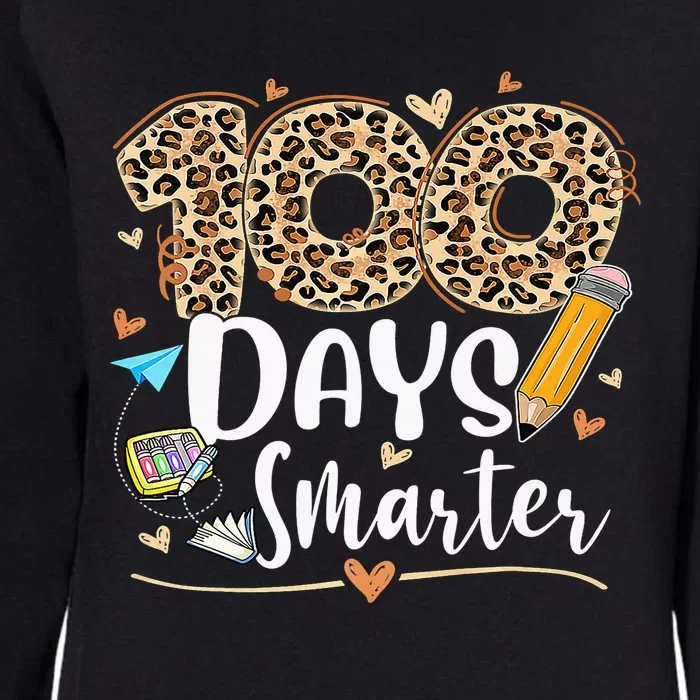 100 Days Smarter Leopard Happy 100th Day Of School Teacher Womens California Wash Sweatshirt