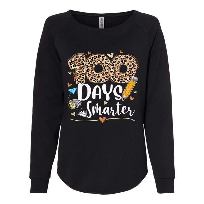 100 Days Smarter Leopard Happy 100th Day Of School Teacher Womens California Wash Sweatshirt