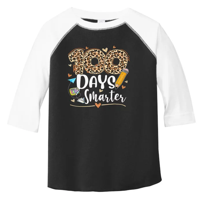 100 Days Smarter Leopard Happy 100th Day Of School Teacher Toddler Fine Jersey T-Shirt