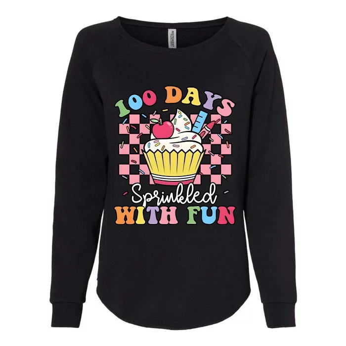 100 Days Sprinkled With Fun Cute Cupcake Womens California Wash Sweatshirt