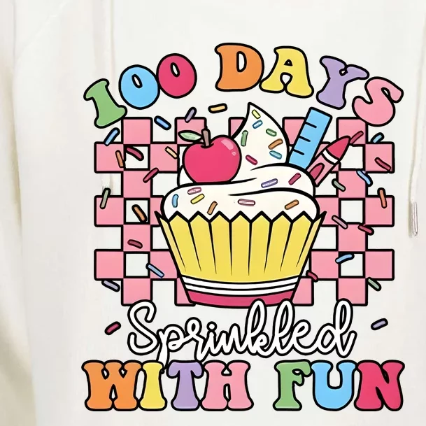 100 Days Sprinkled With Fun Cute Cupcake Womens Funnel Neck Pullover Hood