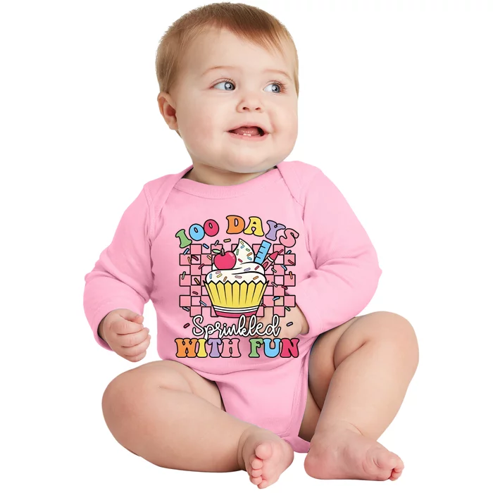 100 Days Sprinkled With Fun Cute Cupcake Baby Long Sleeve Bodysuit