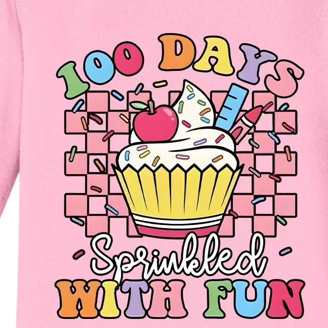 100 Days Sprinkled With Fun Cute Cupcake Baby Long Sleeve Bodysuit