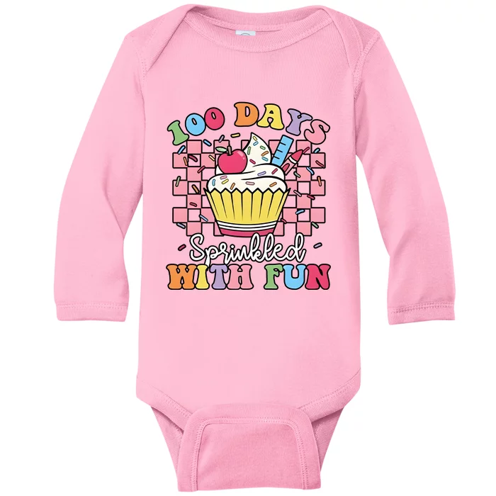 100 Days Sprinkled With Fun Cute Cupcake Baby Long Sleeve Bodysuit