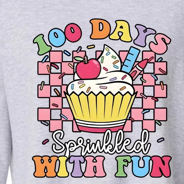 100 Days Sprinkled With Fun Cute Cupcake Cropped Pullover Crew