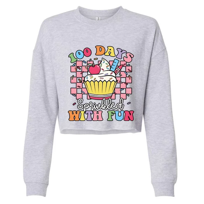 100 Days Sprinkled With Fun Cute Cupcake Cropped Pullover Crew