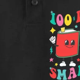 100 Days Smarter Happy 100th Day Of School Groovy Dry Zone Grid Performance Polo