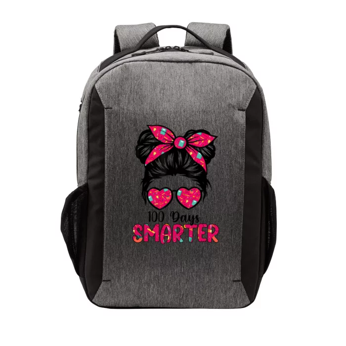 100 Days Smarter Messy Bun Teacher 100th Day Of School Great Gift Vector Backpack