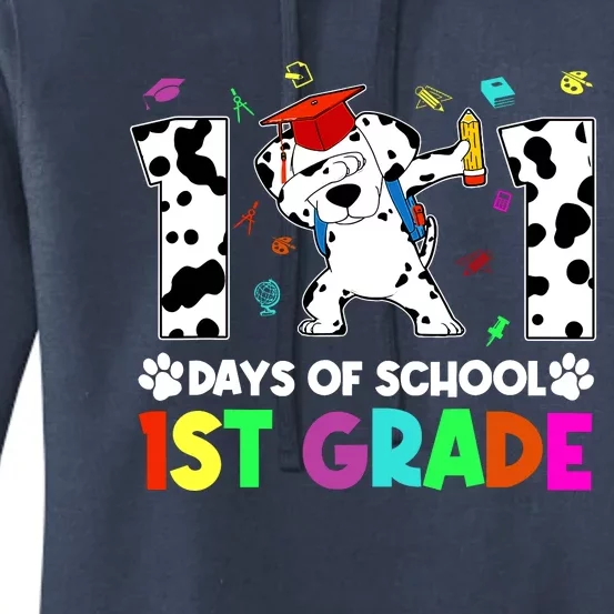 101 Days Smarter 1st Grade Happy 100th Days Dog Student Women's Pullover Hoodie