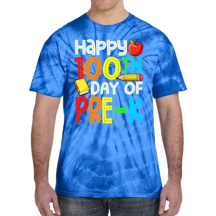 100 Days Smarter Pre K Happy 100th Day Of School Pre K Gift Tie-Dye T-Shirt