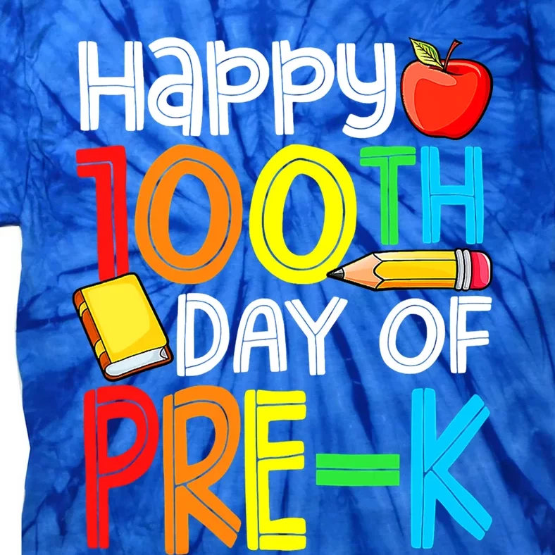 100 Days Smarter Pre K Happy 100th Day Of School Pre K Gift Tie-Dye T-Shirt