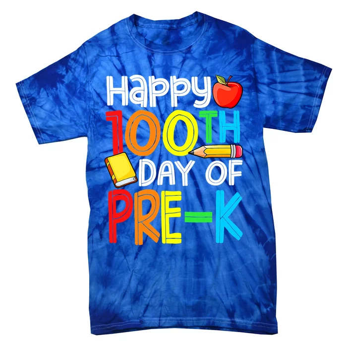 100 Days Smarter Pre K Happy 100th Day Of School Pre K Gift Tie-Dye T-Shirt