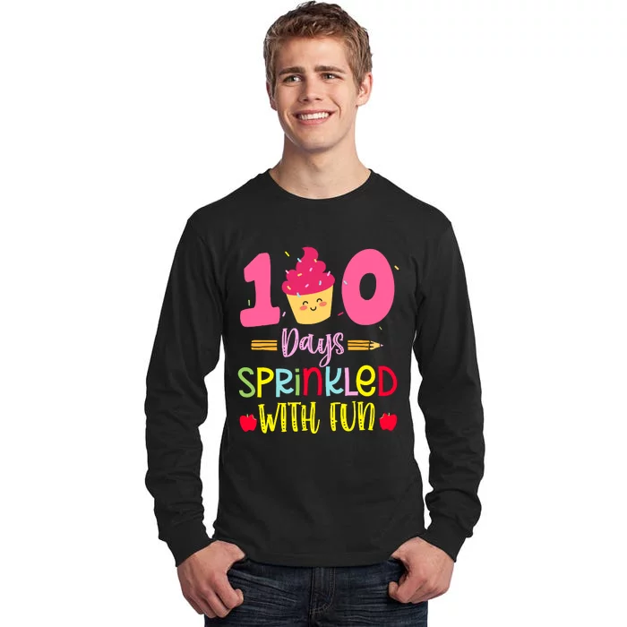 100 Days Sprinkled With Fun Cupcake 100th Day Of School Girl Tall Long Sleeve T-Shirt