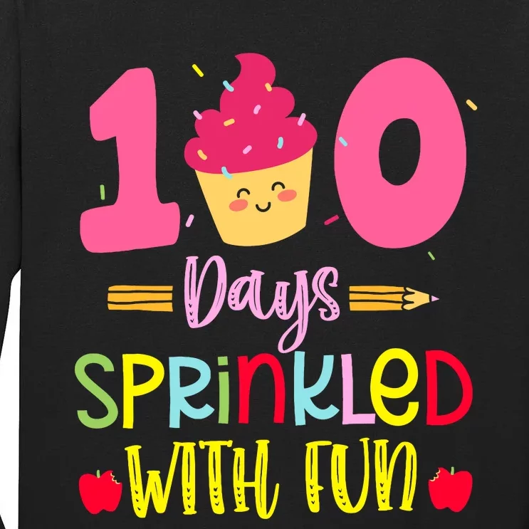 100 Days Sprinkled With Fun Cupcake 100th Day Of School Girl Tall Long Sleeve T-Shirt