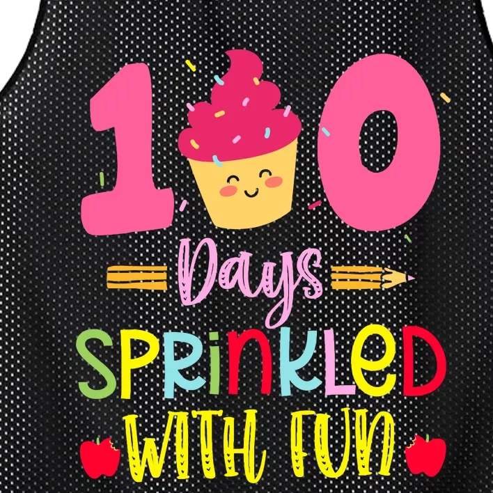 100 Days Sprinkled With Fun Cupcake 100th Day Of School Girl Mesh Reversible Basketball Jersey Tank