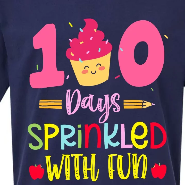 100 Days Sprinkled With Fun Cupcake 100th Day Of School Girl Sueded Cloud Jersey T-Shirt