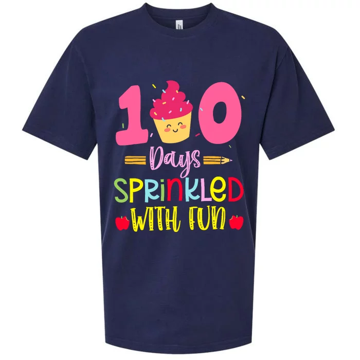 100 Days Sprinkled With Fun Cupcake 100th Day Of School Girl Sueded Cloud Jersey T-Shirt