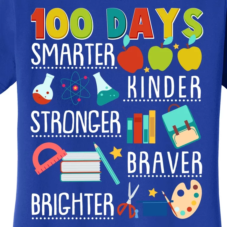 100 Days Smarter Kinder Stronger Braver Brighter 100 Days Of School Women's T-Shirt