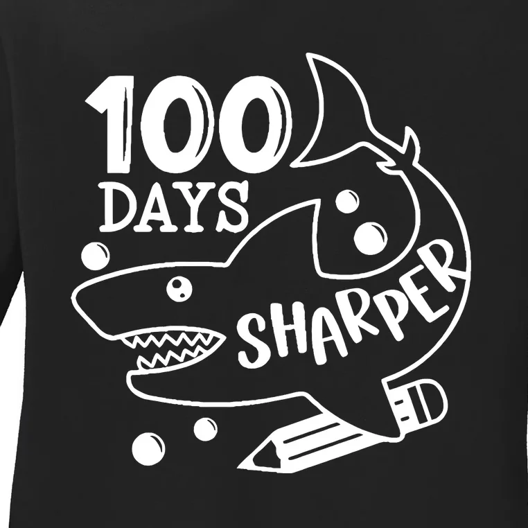 100 Days Sharper Funny Back To School Ladies Long Sleeve Shirt