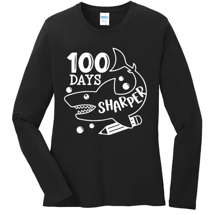 100 Days Sharper Funny Back To School Ladies Long Sleeve Shirt