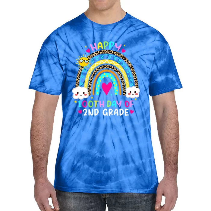 100 Days Smarter Second Grade 100th Day Of School 2nd Grade Cute Gift Tie-Dye T-Shirt